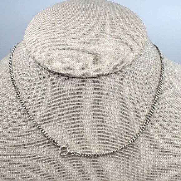 Jasper Bezel Set Pendant Necklace VTG Sterling Silver 925 Size 24 Length